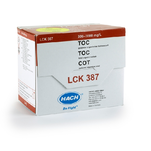 TOC cuvette test, pruging meth. 300-3000 mg/l, 25 Tests/Box