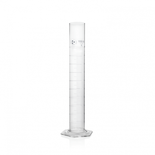  DURAN® Measuring cylinder, main points ring graduation, blue, class A, hexagonal base, 1000 ml EACH