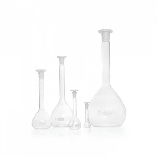  DURAN® Volumetric flask, white graduation, class A, batch certificate, with one graduation mark, octagonal PE-stopper, NS 10/19, 20 ml EACH