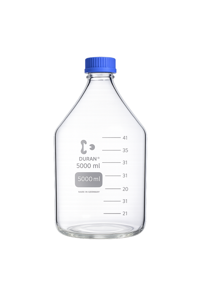  DURAN® Laboratory bottle, clear, graduated, GL 45, with screw-cap and pouring ring (PP),  500 ml EACH
