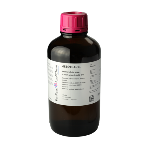 Methanol dry (max. 0.005% water) - Karl Fischer's Reagent (Reag. Ph. Eur.), ACS, ISO 1000 mL