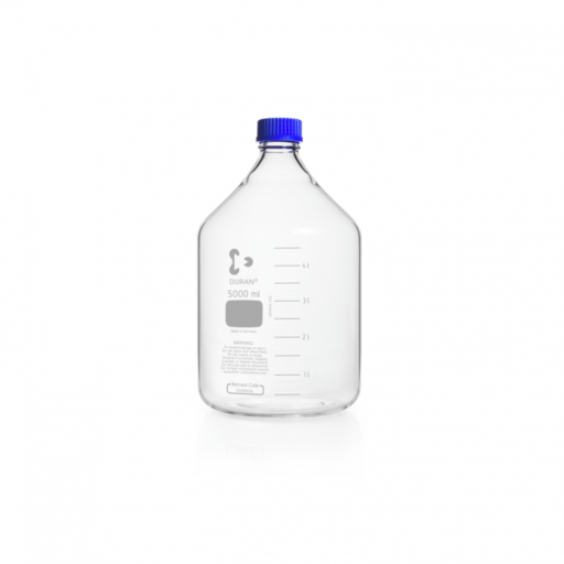  DURAN® Laboratory bottle, clear, graduated, GL 45, with screw-cap and pouring ring (PP),  5000 ml EACH