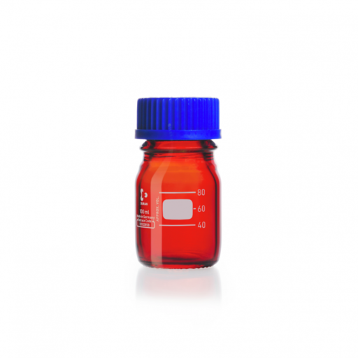  DURAN® GL 45 Laboratory glass bottle, amber, with screw cap and pouring ring (PP), 250 ml EACH