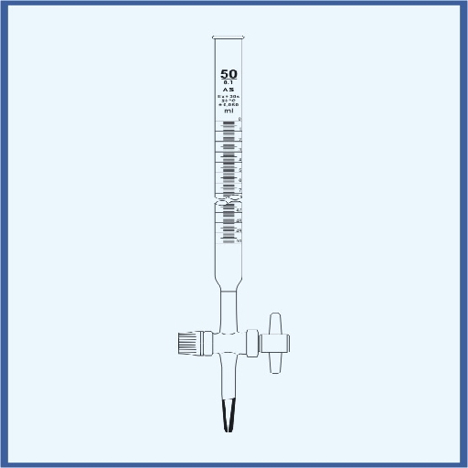 Burette with straight stopcock, PTFE key, QUALICOLOR, class B 100 ml (0,2)
